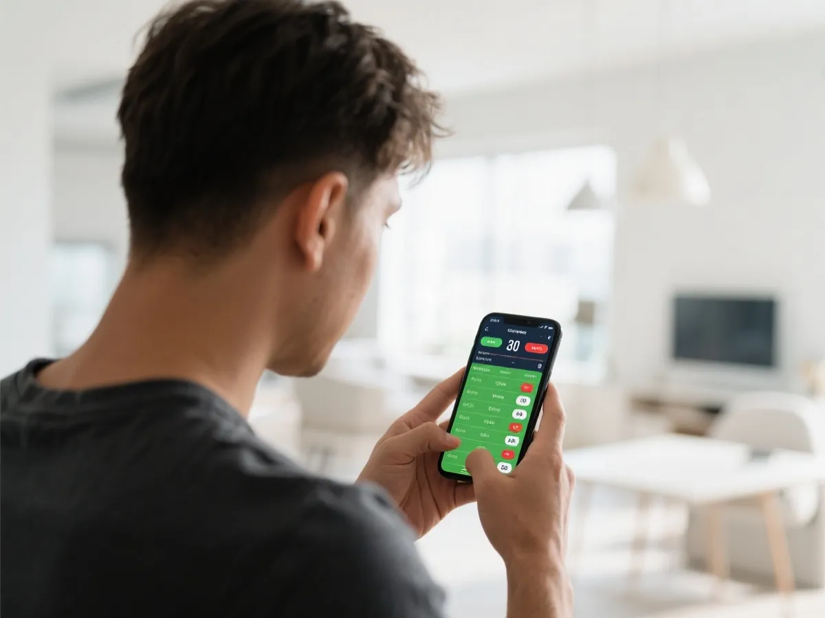 使用手机查看世界杯赛程与比分的场景示意图